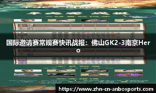 国际邀请赛常规赛快讯战报：佛山GK2-3南京Hero